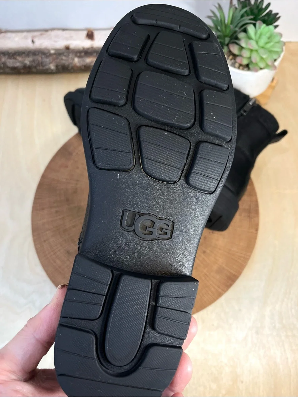 UGG Women's Harrison Moto boots in black leather size 7